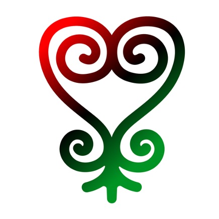 Adinkra symbol for Sankofa, an adorned heart